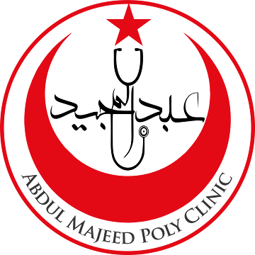 Abdul Majeed Poly Clinic — red crescent and star logo